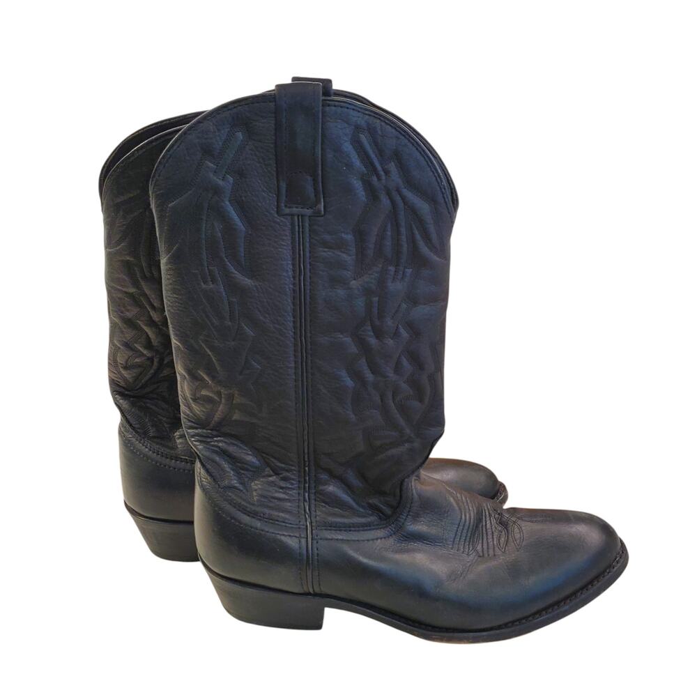 Mens Laredo Black Leather Western Boots Cowboy Size 11 Style 6691 - Picture 3 of 11